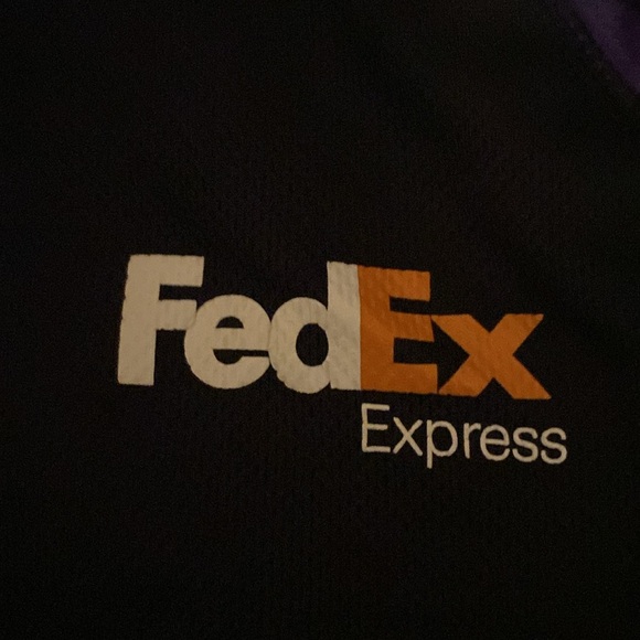 FedEx Express Stan Herman Uniform Long Sleeve Polo Black Purple Large Regular - Picture 2 of 7
